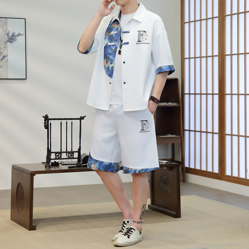 Resort Shirt Floral - Conjunto de Kimono Masculino de Verão